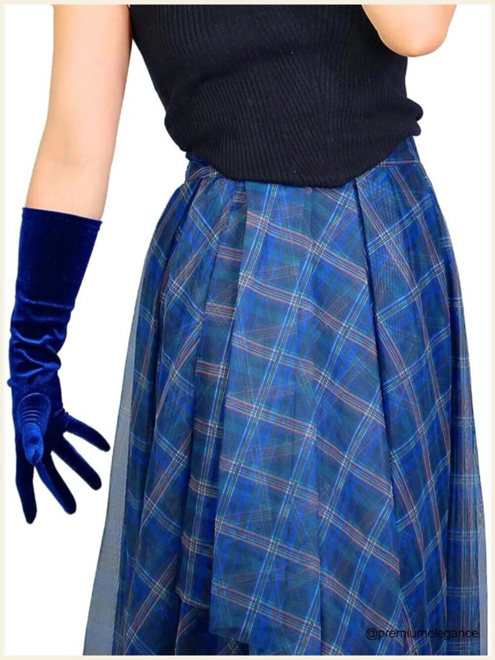 Vintage Elbow Length Velvet Gloves - Stretch 16in Formal Costume
